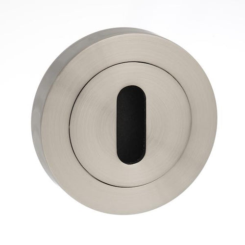 Mediterranean Key Escutcheon on Round Rose - Satin Nickel